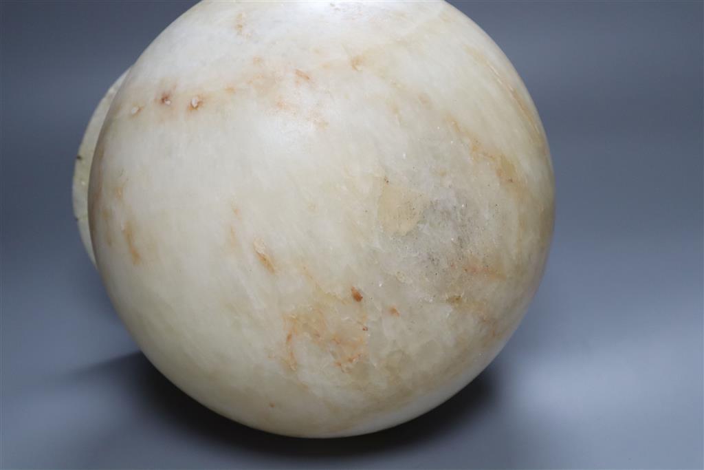 An alabaster globular vase, 26cm (a.f)